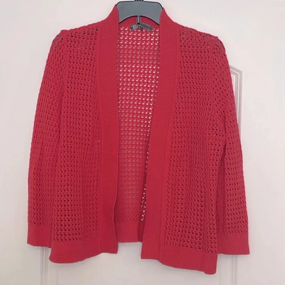 89th & Madison Orange Open Front Knit Cardigan/Sweater Size Large